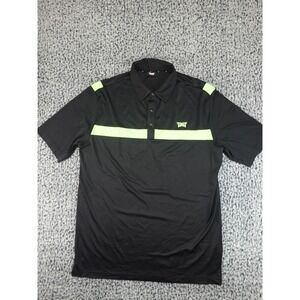 PXG Golf Polo Mens Large Black Neon Green Ribbed Performance Short Sleeve Shirt
